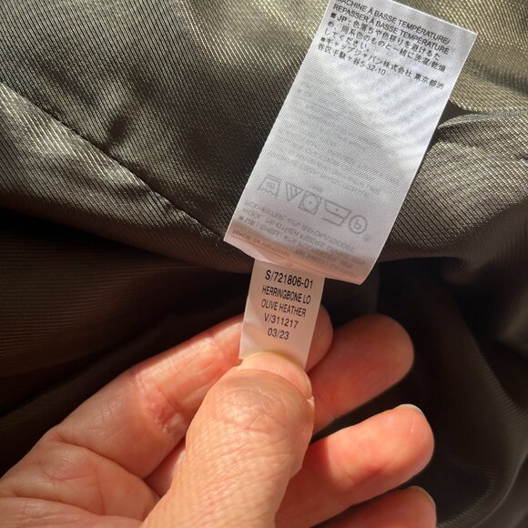 Banana Republic Factory Size 8 Herringbone Long Blazer Green Tweed Wool Blend - Picture 14 of 14